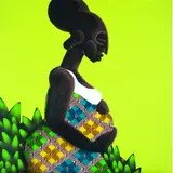 Alexandre Keto, Liberia, ecidos trabalhados com spray, giz pastel e tinta acrílica e aplicação tecidos africanos sobre madeira de recuperação
