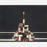 Construção sobre Fundo Negro by Milton Dacosta, Óleo sobre tela, offered Aug 2015
