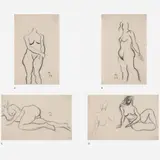 Conjunto de 4 estudos by Antônio Bandeira, Carvão sobre papel, offered Aug 2015