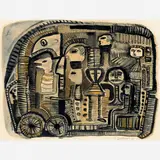 Ônibus by Rubens Gerchman, Aquarela sobre papel, offered Apr 2015
