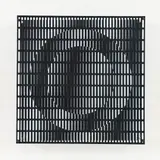 Antonio Asis, Vibration Noir Et Blanc, Serigrafia sobre madeira e chapa de aço perfurada e pintada