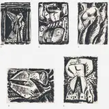 Daniel Senise, Conjunto de 5 obras, Óleo sobre papel