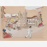 Cícero Dias, Rue conduisant à la ville haute, Aquarela, guache e nanquim sobre papel