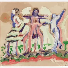 Quatro figuras by Jorge Guinle, Óleo sobre papel, offered Feb 2014