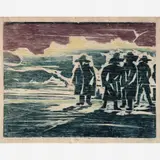 Oswaldo Goeldi, Homens na Praia, Xilogravura