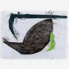 Platão com Sol 7 by Nuno Ramos, Folhas de prata, carvão e tinta a óleo sobre papel, offered Apr 2013