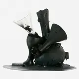 Tunga, Untitled, Escultura com vidro, borracha, ímã e limalha de ferro com base de ferro pintado