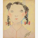 Candido Portinari, Menina, Desenho a lápis de cor, crayon e grafite sobre papel