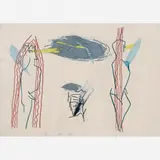 Leonilson, Untitled, Lápis de cor e tinta metalizada