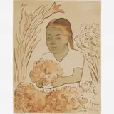 Diego Rivera, The flower girl, Aquarela sobre papel