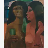 Duas mulatas by Di Cavalcanti, Óleo sobre tela, offered Apr 2011