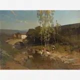 Mecatti, Lavadeiras, Óleo sobre tela