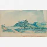Benedito Calixto, Praia do Arpoador e Gávea - croquis Tomada de Copacabana