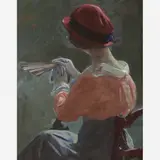 Latour, Moça com chapéu, Óleo sobre tela