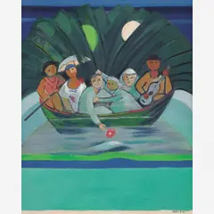 Figuras no barco by Cícero Dias, Óleo sobre tela, offered Apr 2010
