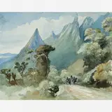 Dedo de Deus- Teresópolis by George Sartorious, Aquarela sobre papel, offered Apr 2010