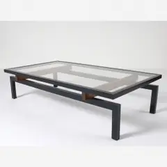 Branco & Preto, Mesa duas cores, circa 1950, Madeira com tampo de vidro