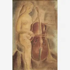 Vicente do Rego Monteiro, Mulher com violoncelo, Óleo sobre tela