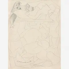 Di Cavalcanti, Composição com Figuras, Aquarela e grafite sobre papel