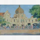 Estação das Barcas - Praça XV by Milton Dacosta, Óleo sobre tela, offered May 2009