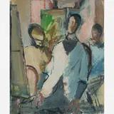 Cena de Atelier by Milton Dacosta, ÓLEO SOBRE CARTÃO, offered May 2009