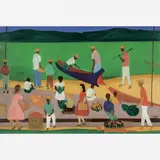 Praia com figuras - Paraty by Djanira da Motta e Silva, Óleo sobre tela, offered Dec 2008