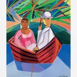 Casal no barco by Cícero Dias, Óleo sobre tela, offered Dec 2008