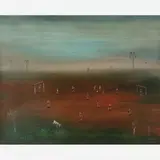 Crianças jogando futebol by Orlando Teruz, Óleo sobre tela, offered Aug 2008