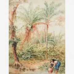 Bernhard Wiegandt, Mulher no riacho, Aquarela