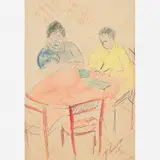 Casal by José Pancetti, Aquarela e crayon sobre papel, offered May 2008