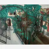 O portão da casa da artista em Santa Teresa by Djanira da Motta e Silva, Óleo sobre tela, offered May 2008