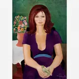 Mulher com pássaro by Di Cavalcanti, Óleo sobre tela, offered Nov 2007