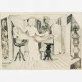 Di Cavalcanti, Mulher em interior, Crayon e Nanquim