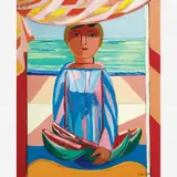Figura com melancia by Cícero Dias, Óleo sobre tela, offered Apr 2007