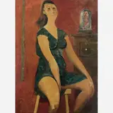 Hector Carybé, Mulher no Quarto, Óleo sobre eucatex