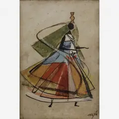 Baiana by Hector Carybé, Óleo sobre couro, offered Nov 2006
