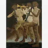Dois clarinetes e um Pistão by Clóvis Graciano, Óleo sobre tela, offered Nov 2006