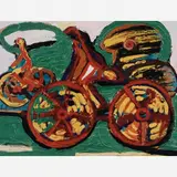 Green Bike by Rubens Gerchman, Óleo sobre tela colada em madeira, offered Nov 2006