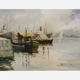Sílvio Pinto, Cais da Praça XV - Cais Pharoux, ÓLEO SOBRE MADEIRA