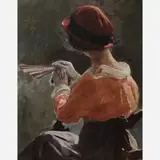 Latour, Moça com Chapéu, Óleo sobre tela