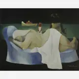 Mulher loura Deitada by Di Cavalcanti, Óleo sobre tela, offered Aug 2006