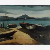 Sílvio Pinto, Paisagem com Barcos, Óleo sobre tela