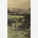 Modesto Brocos Gómez, Paisagem com Figuras, Óleo sobre tela