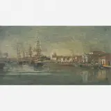 Cais do Porto - Santos by Benedito Calixto, Óleo sobre tela, offered Nov 2005