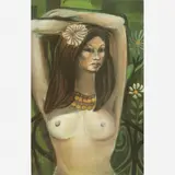 Mulher com Colar e Flor no Cabelo by Di Cavalcanti, Óleo sobre tela, offered Aug 2005