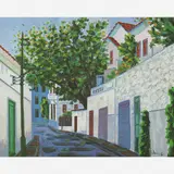 Paisagem urbana - Ruas e laranjeiras by Inimá de Paula, Óleo sobre tela, offered Aug 2005