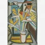 Flores e casario by Aldo Bonadei, Óleo sobre tela, offered Apr 2005