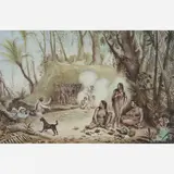 Jean-Baptiste Debret, Aldea de Cabocles a Canta-Gallo, Litografia aquarelada
