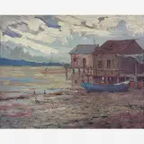 Sílvio Pinto, Canoa Ancorada, ÓLEO SOBRE MADEIRA