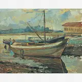 Sílvio Pinto, Barcos Ancorados, ÓLEO SOBRE MADEIRA